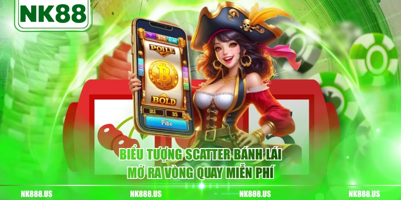 Biểu tượng Scatter Bánh Lái mở ra vòng quay miễn phí